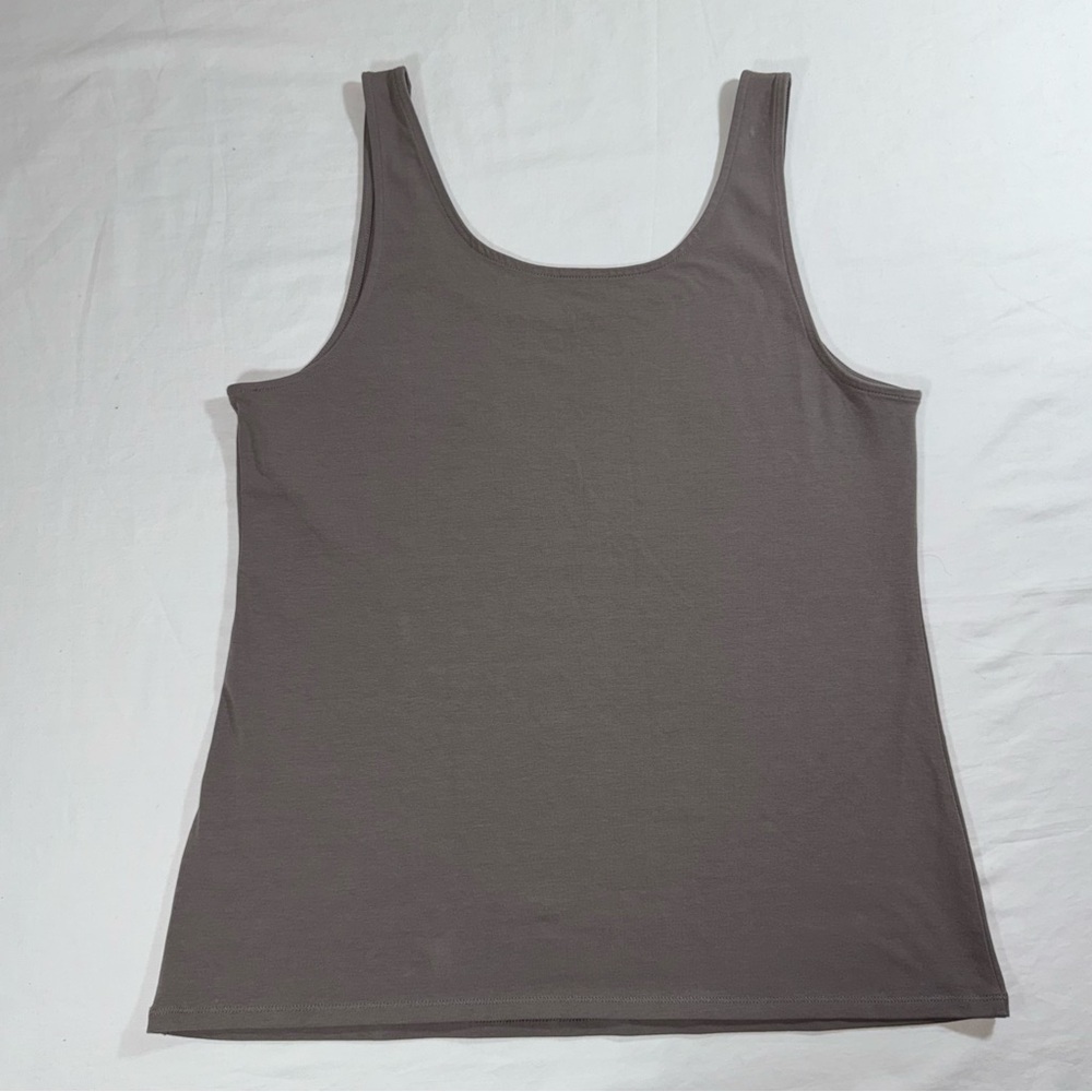 J. Jill Perfect Tank Top Womens Large Taupe Brown Cotton Stretch Scoop Neck L - Picture 4 of 6